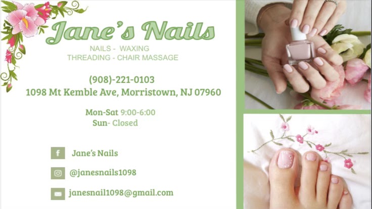 Janes Nails LLC | 1098 Mt Kemble Ave, Morristown, NJ 07960, USA | Phone: (908) 221-0103
