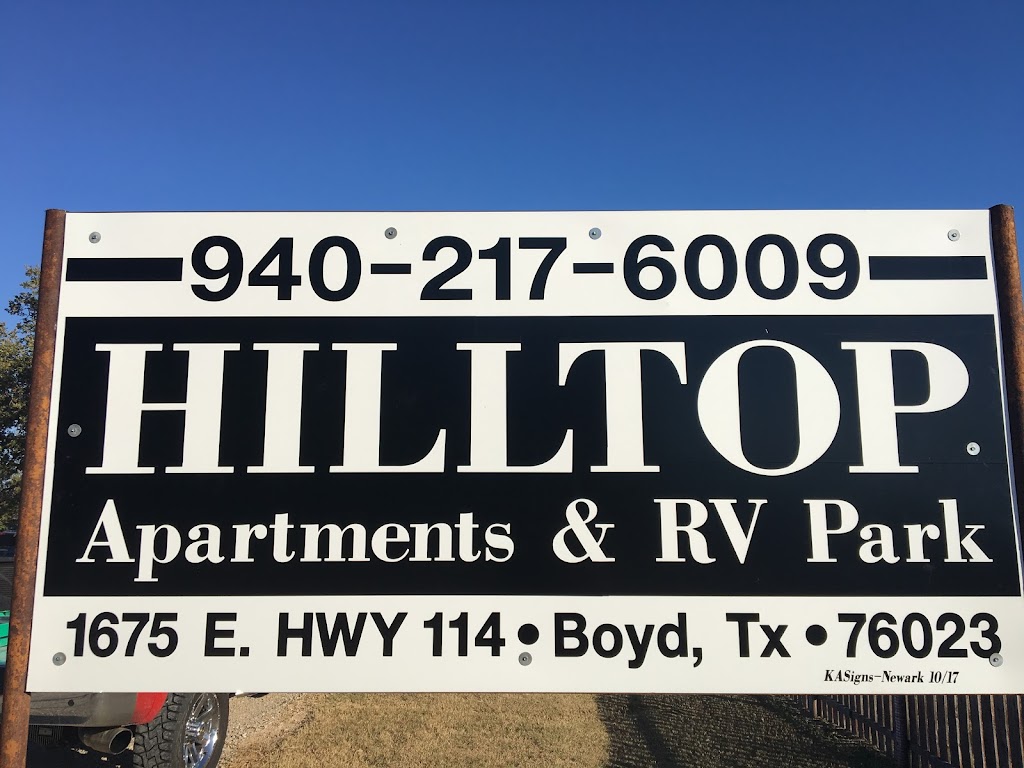 Hilltop Apartments and RV Park | 1675 E State Hwy 114, Boyd, TX 76023, USA | Phone: (940) 217-6009