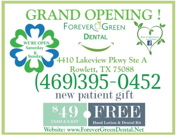 Forever Green Dental | 4410 Lakeview Pkwy # A, Rowlett, TX 75088, USA | Phone: (469) 395-0452