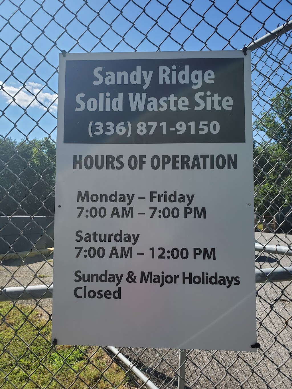 Sand Ridge Waste | 1370 Doug Stanley Rd, Sandy Ridge, NC 27046, USA | Phone: (336) 871-9150