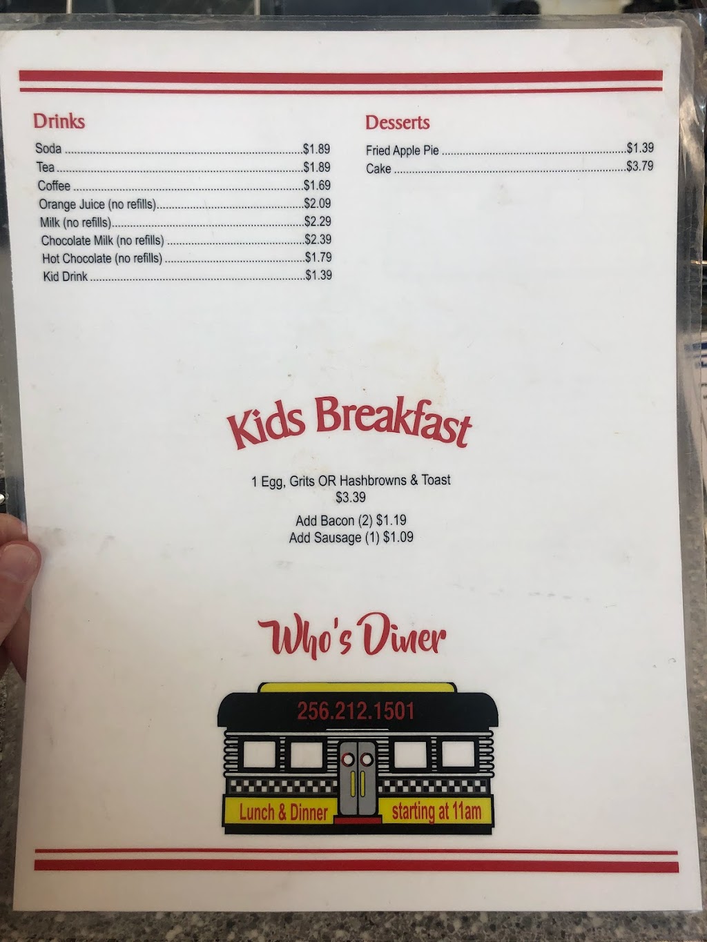 Whos Diner | 1560 AL-22, Alexander City, AL 35010, USA | Phone: (256) 212-1501