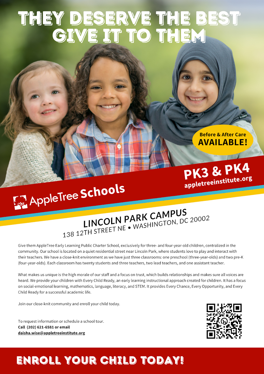 AppleTree Early Learning PCS- Lincoln Park Campus | 138 12th St NE #6471, Washington, DC 20002, USA | Phone: (202) 621-6581