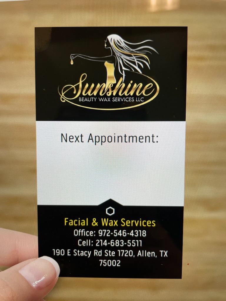 Sunshine Beauty Wax and Facial | 190 E Stacy Rd Ste 1720, Allen, TX 75002, USA | Phone: (214) 683-5511