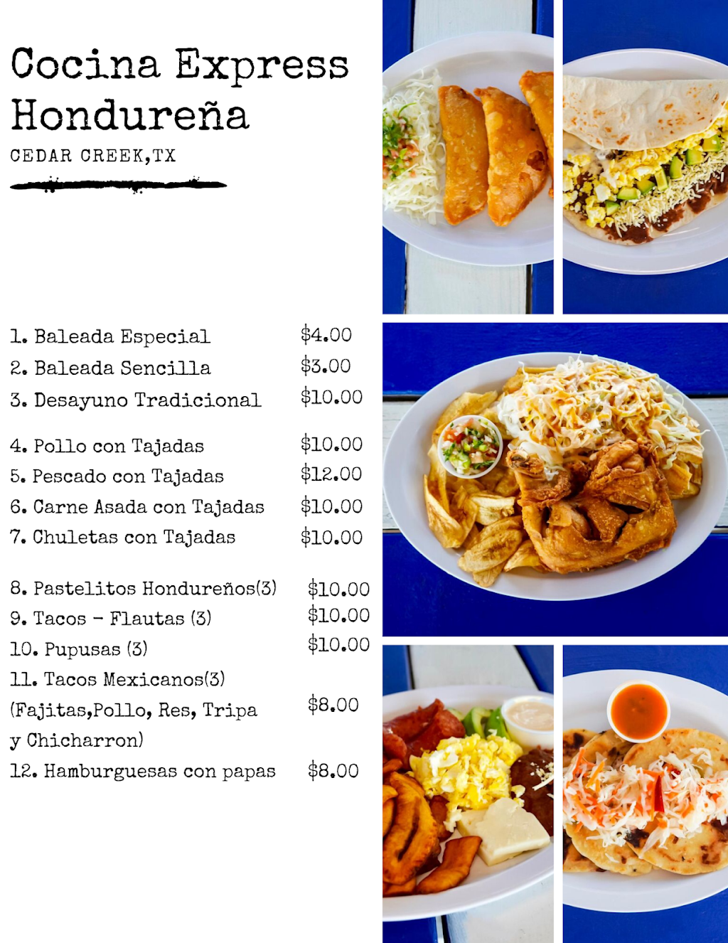 Cocina Express Hondureña | 1667 State Hwy 71 W, Cedar Creek, TX 78612, USA | Phone: (512) 409-6015
