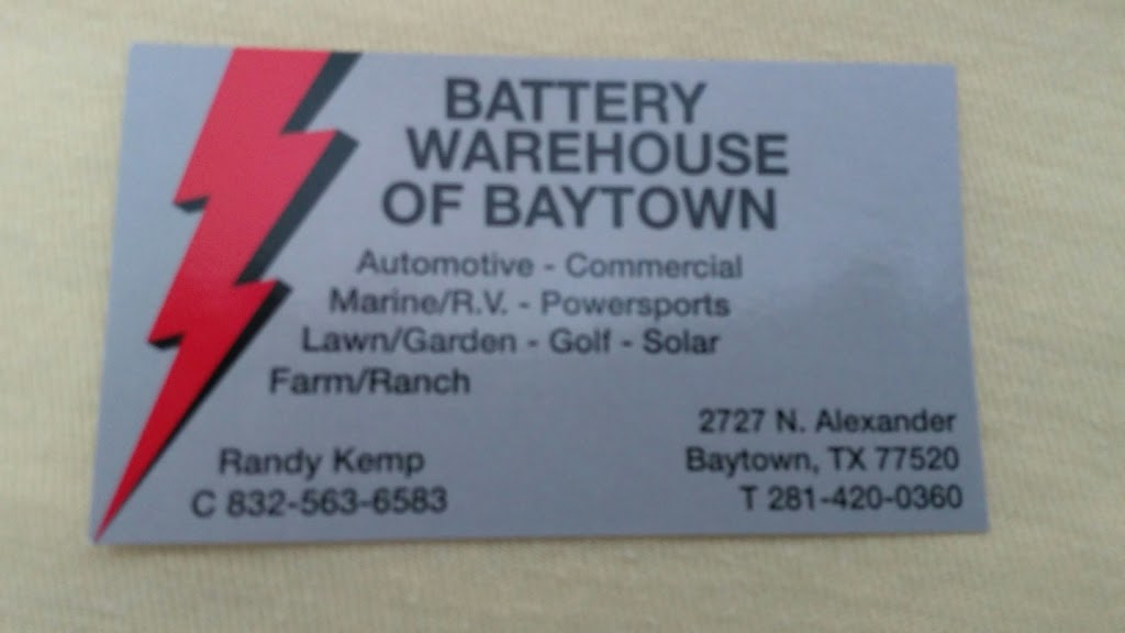 Battery Warehouse Of Baytown | 2727 N Alexander Dr, Baytown, TX 77520, USA | Phone: (281) 420-0360