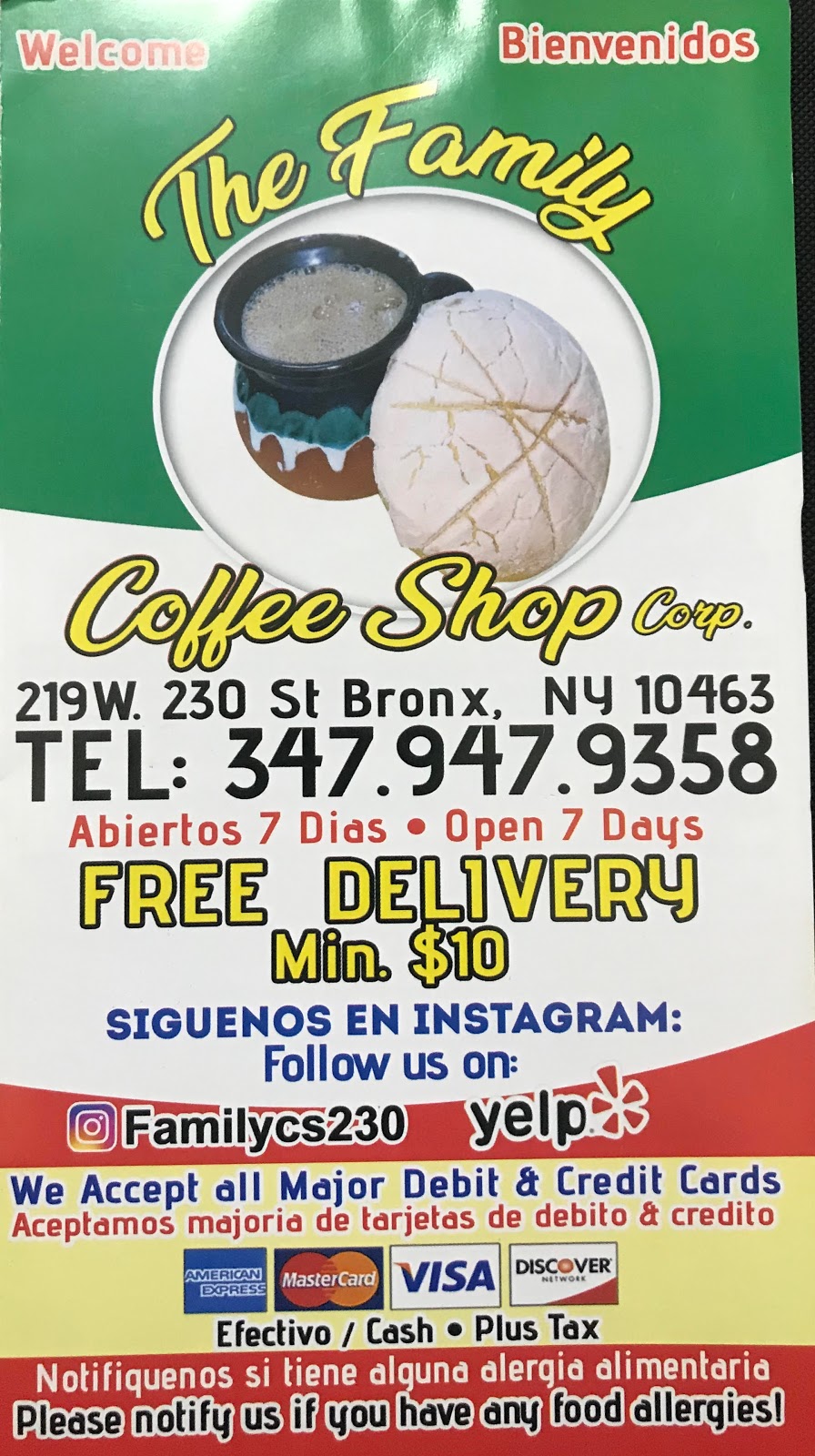 The Family Coffee Shop Corp | 219 W 230th St, Bronx, NY 10463, USA | Phone: (347) 947-9358