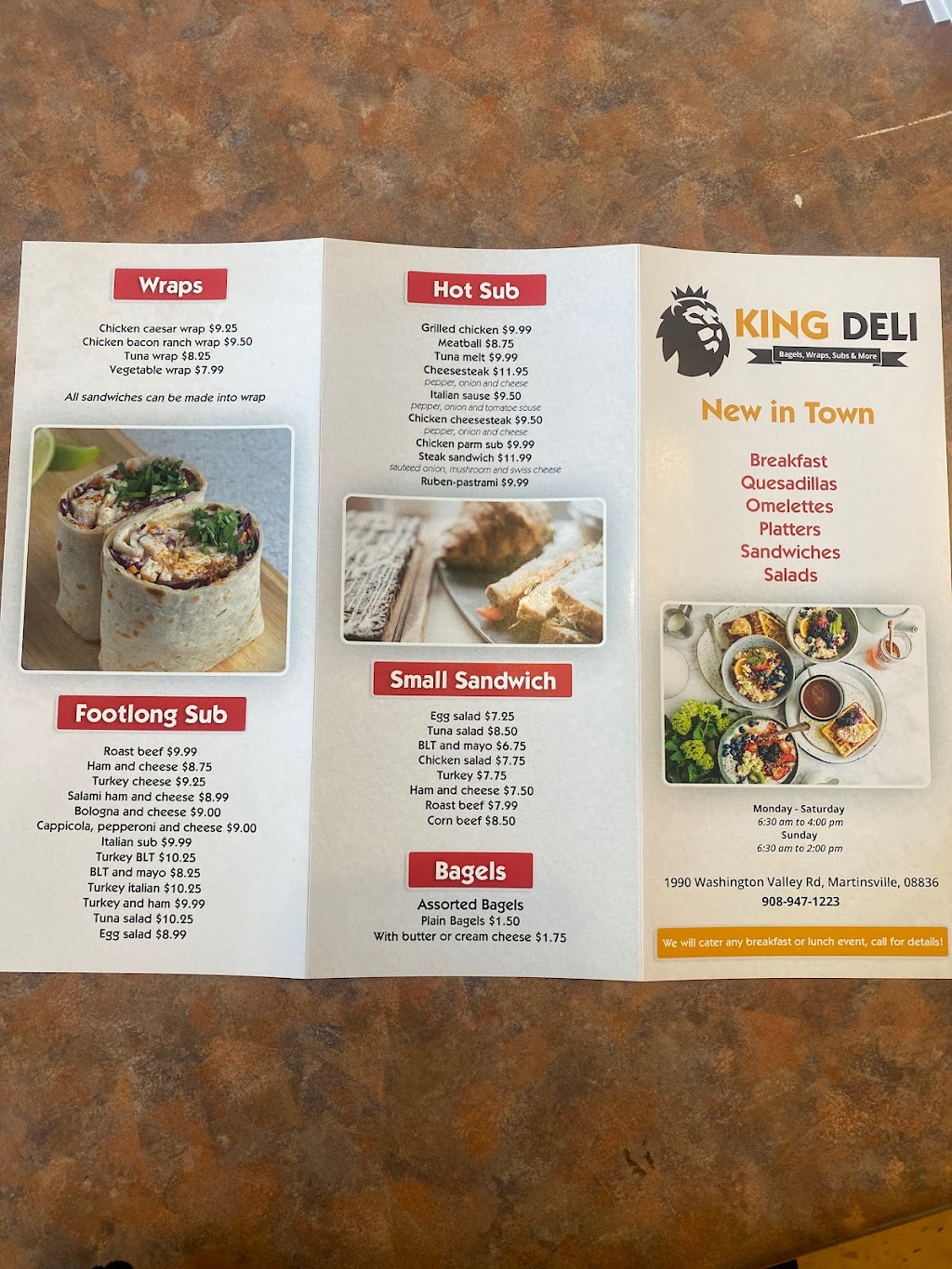 King deli | 1990 Washington Valley Rd, Martinsville, NJ 08836, USA | Phone: (908) 947-1223