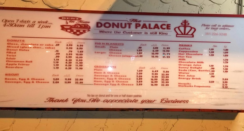 Donut Palace | 361, phone:, 2261061, 103 W Cleveland Blvd, Aransas Pass, TX 78336, USA | Phone: (361) 226-1061