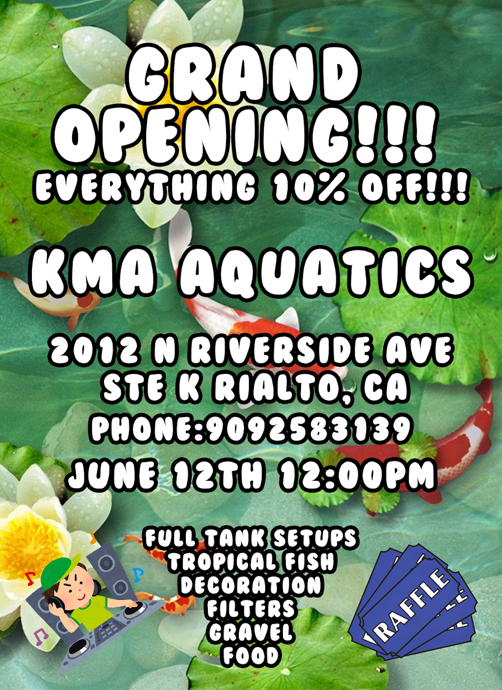 KMA Aquatic Pets | 2012 N Riverside Ave STE K, Rialto, CA 92377, USA | Phone: (909) 258-3139