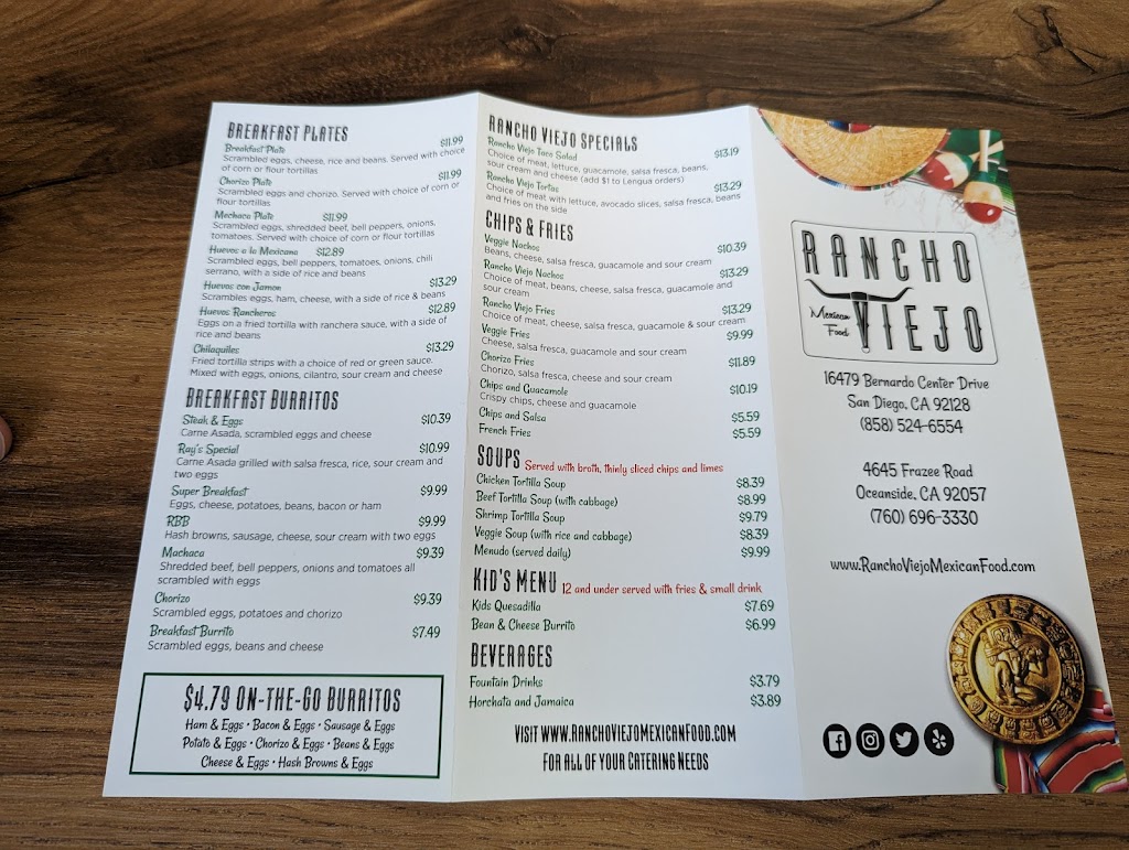 Rancho Viejo Mexican Food | 4645 Frazee Rd unit h, Oceanside, CA 92057, USA | Phone: (760) 696-3330 Rancho Viejo Mexican Food | 4645 Frazee Rd unit h, Oceanside, CA 92057, USA | Phone: (760) 696-3330