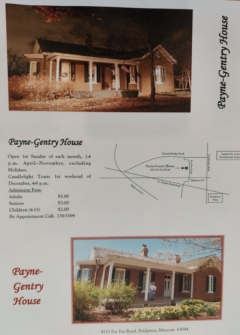 Payne-Gentry House | 4211 Fee Fee Rd, Bridgeton, MO 63044, USA | Phone: (314) 739-5599