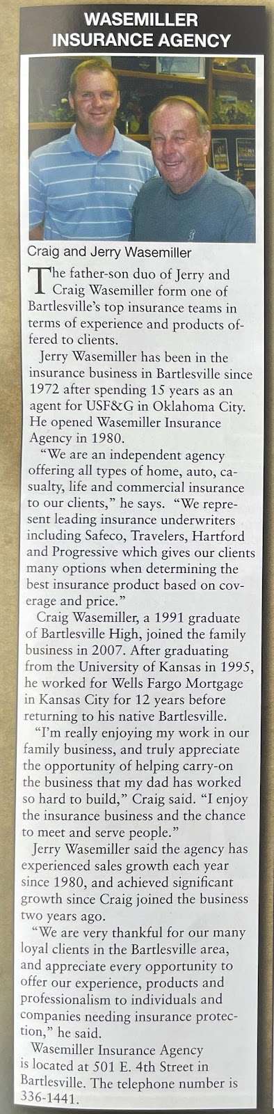 Wasemiller Insurance Agency Inc | 202 E 2nd St, Bartlesville, OK 74003, USA | Phone: (918) 336-1441