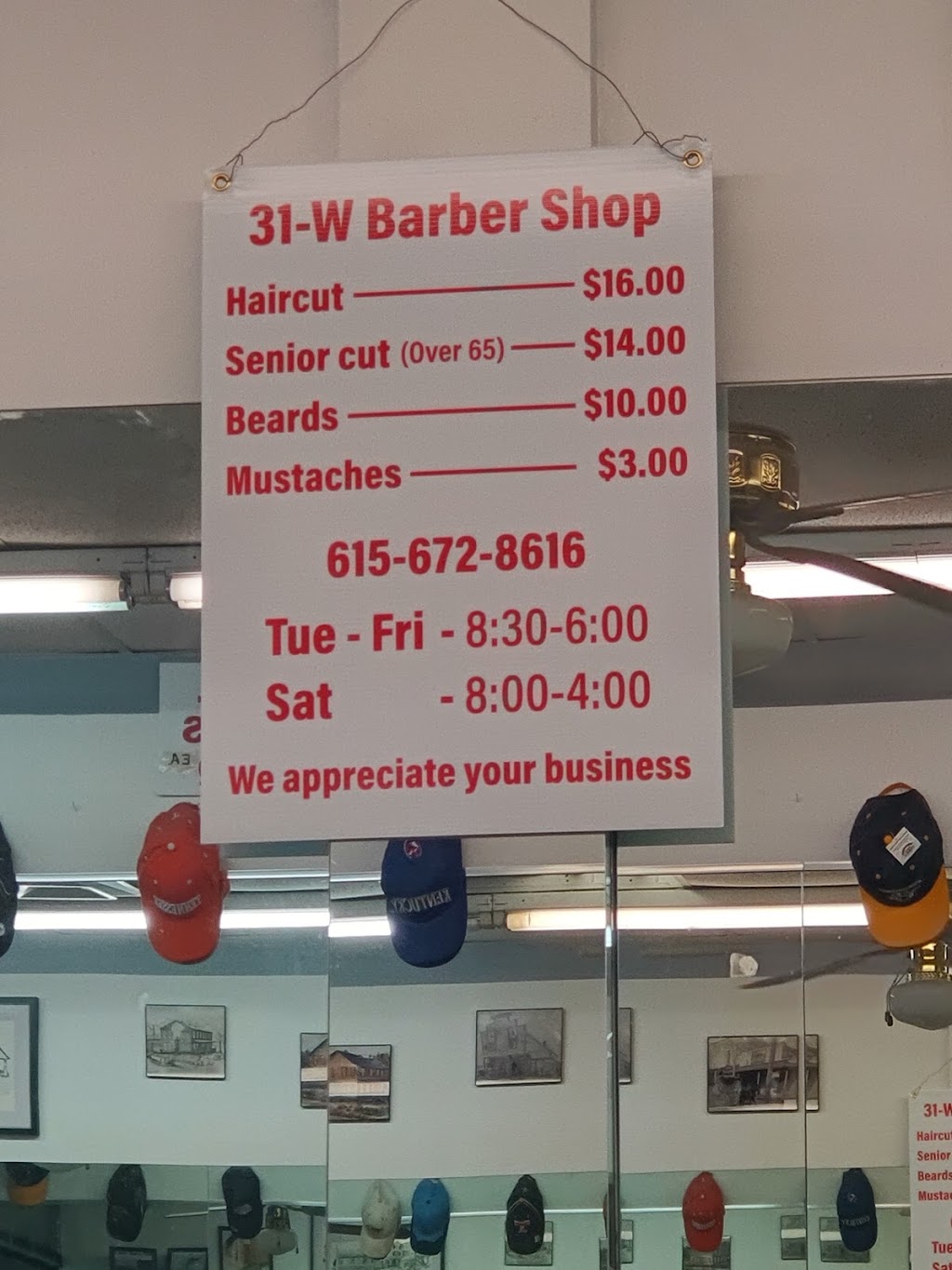 31-W Barber Shop | 320 West Dr, White House, TN 37188, USA | Phone: (615) 672-8616