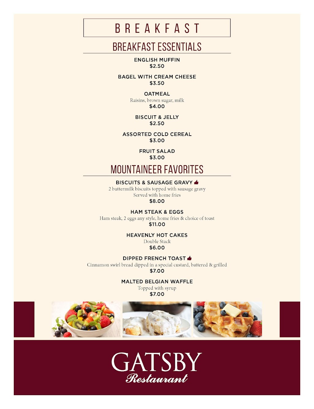 Gatsby Restaurant | 1420 Mountaineer Cir, New Cumberland, WV 26047, USA | Phone: (304) 387-8000