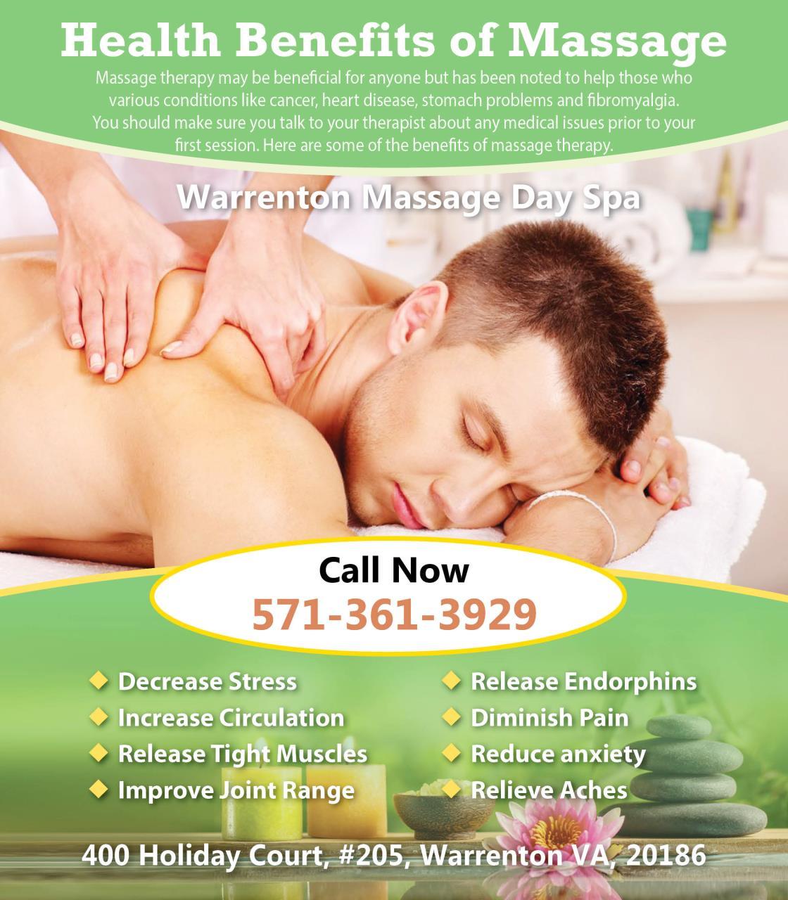 Warrenton massage day spa | 400 Holiday Ct Ste 205, Warrenton, VA 20186, United States | Phone: (571) 361-3929