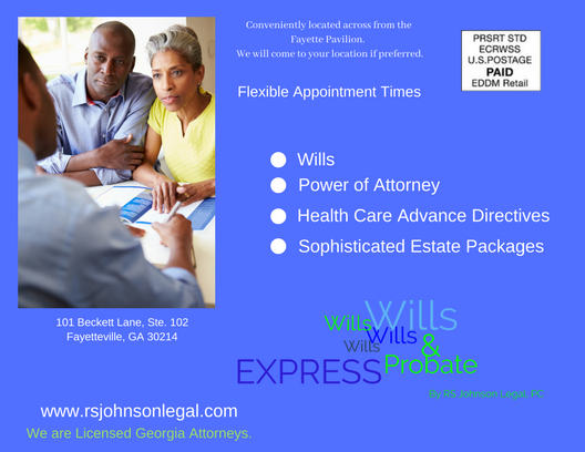 Wills & Probate Express by RS Johnson Legal, PC | 101 Beckett Ln STE 103, Fayetteville, GA 30214 | Phone: (770) 756-6274