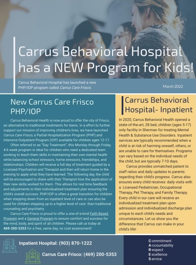 Carrus Care Frisco | 2440 Timber Ridge Dr Suite 105, Frisco, TX 75034, USA | Phone: (469) 200-5353