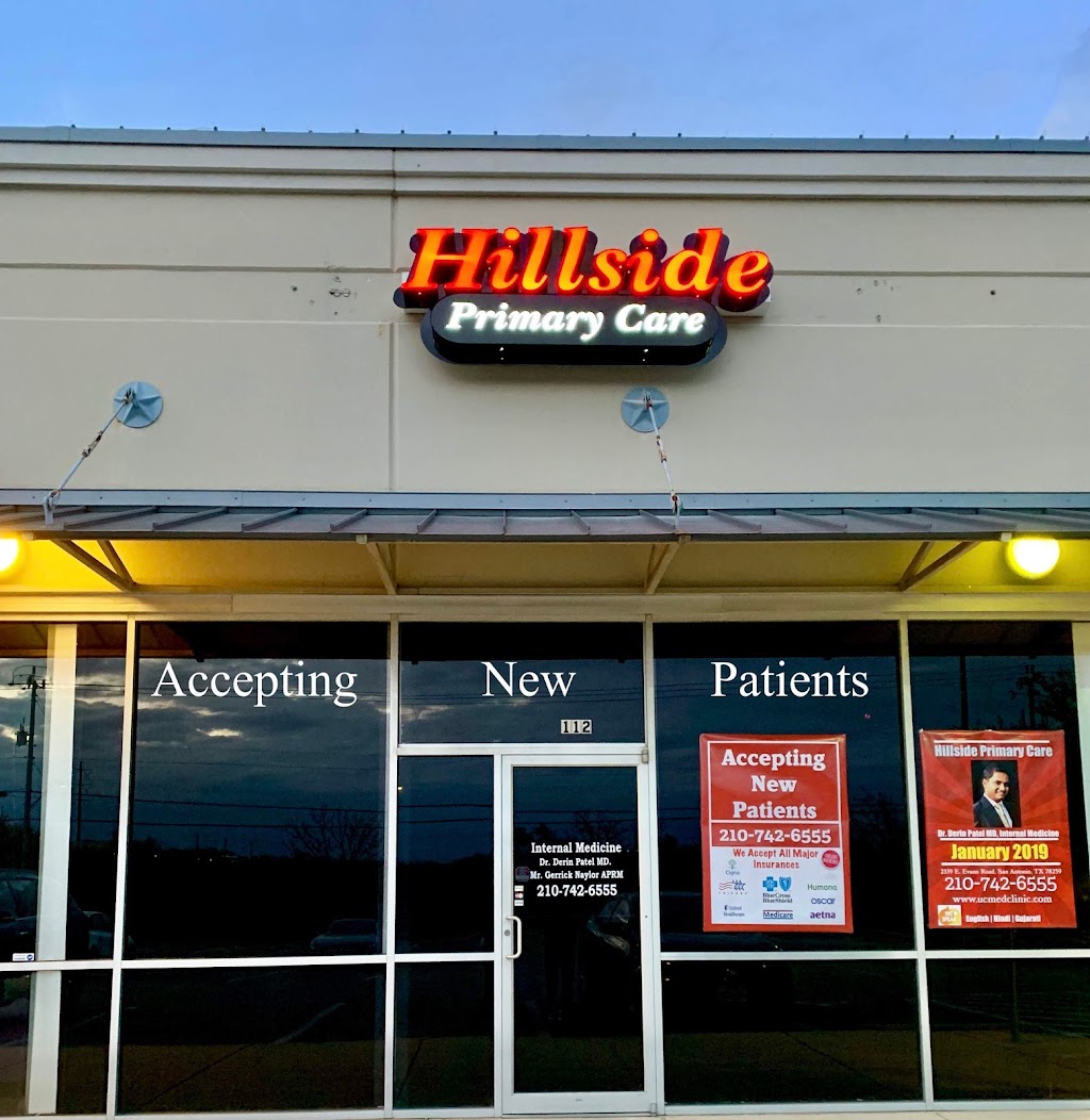 Hillside Primary Care | 2339 E Evans Rd Suite 112, San Antonio, TX 78259, USA | Phone: (210) 742-6555