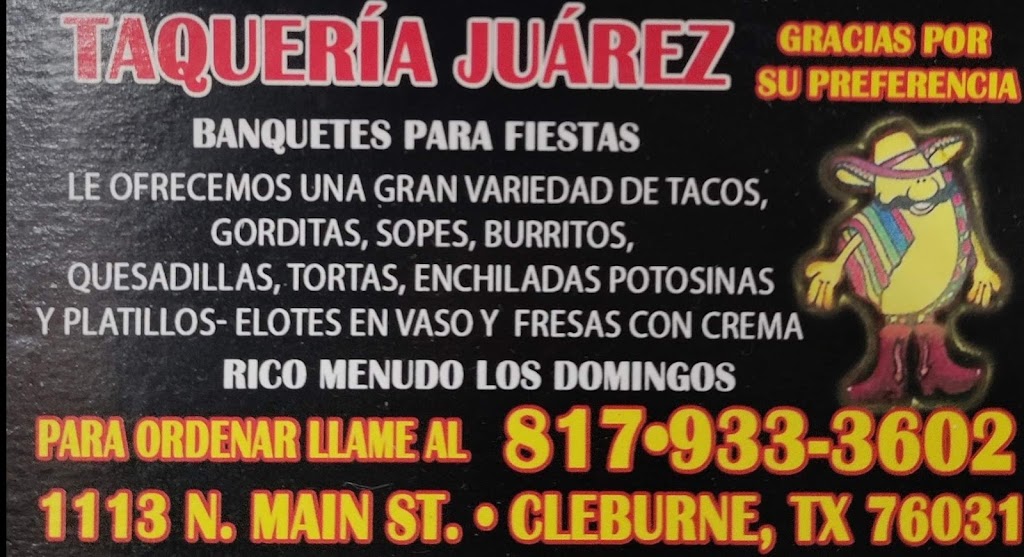 Taqueria Juarez | 1011 N Main St, Cleburne, TX 76033, USA | Phone: (817) 933-3602