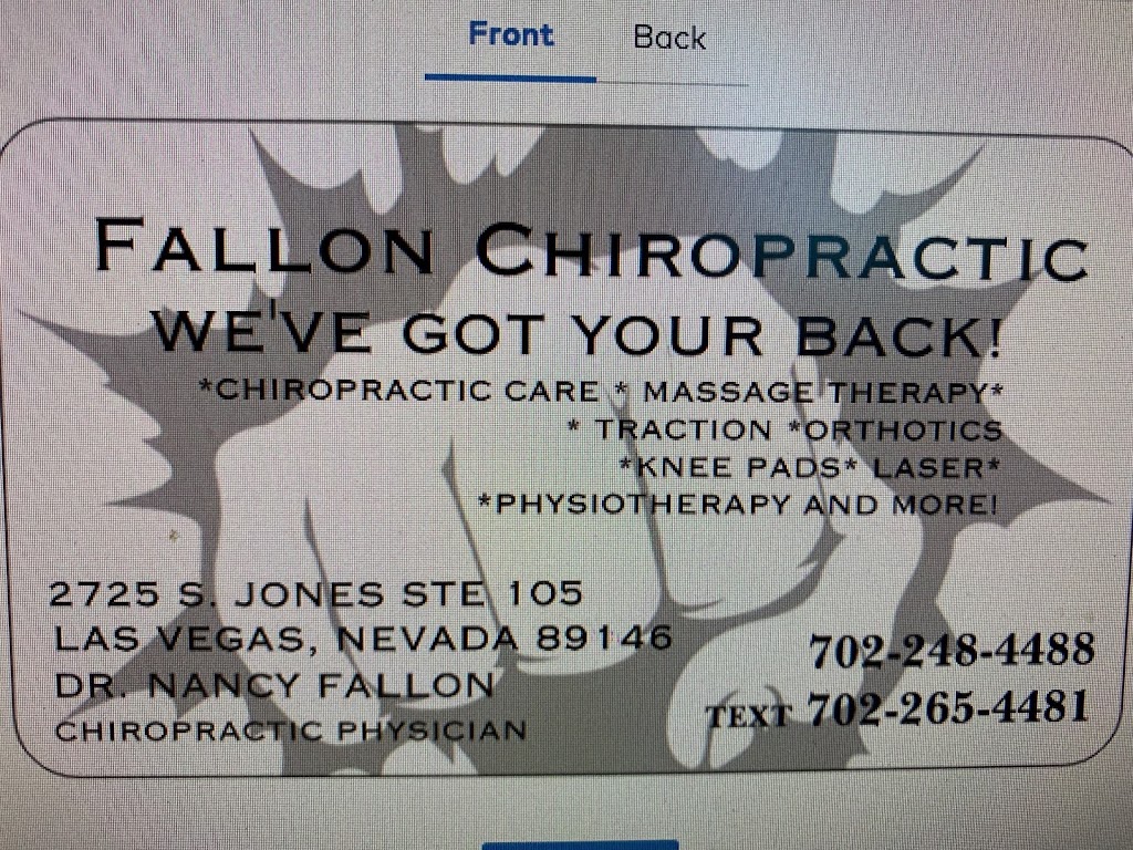 Fallon Chiropractic Inc. | 2725 S Jones Blvd Suite 105, Las Vegas, NV 89146, USA | Phone: (702) 248-4488
