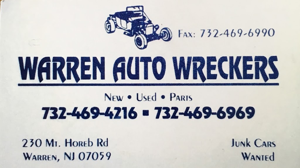 Warren Auto Wreckers | 230 Mt Horeb Rd, Warren, NJ 07059, USA | Phone: (732) 469-4216