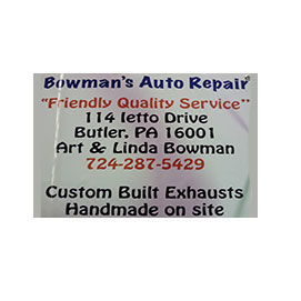 Bowmans Auto Repair | 114 Ietto Dr, Butler, PA 16001, USA | Phone: (724) 287-5429
