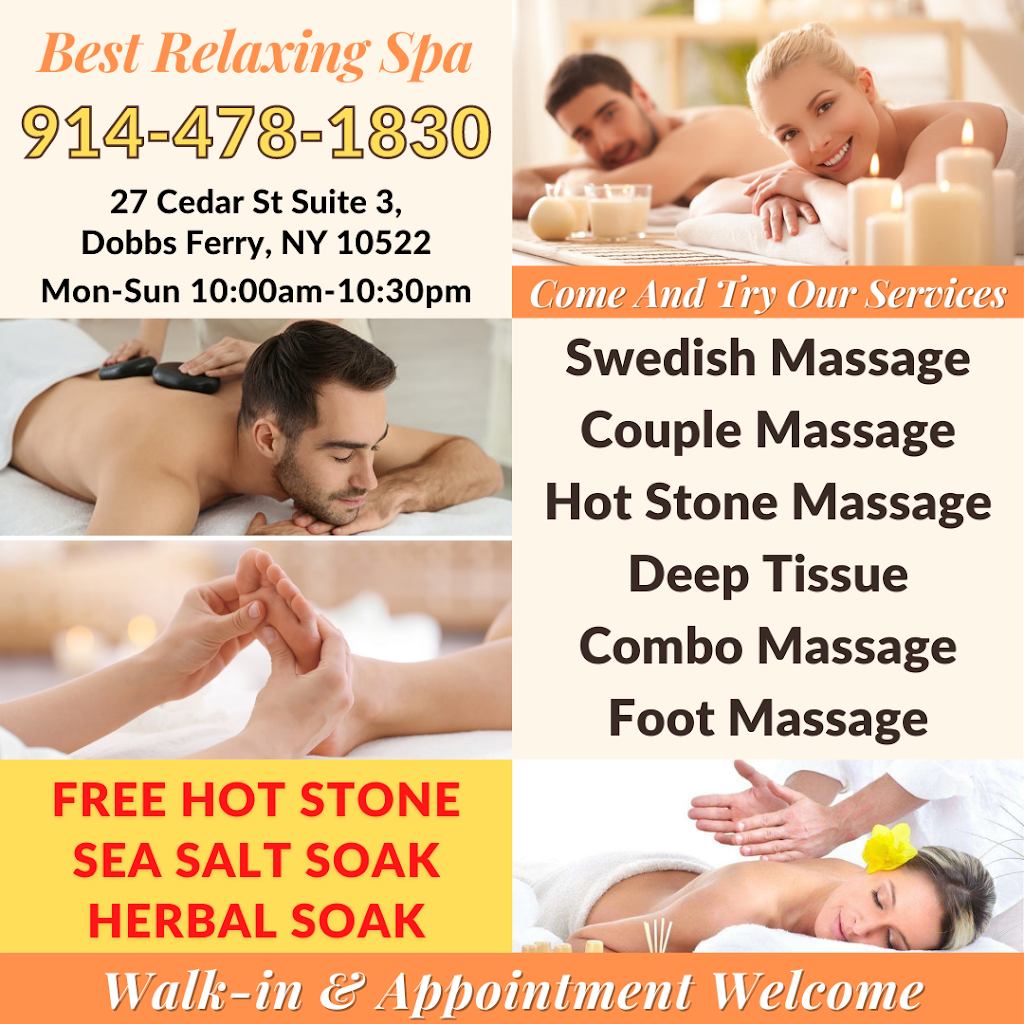 Best Relaxing Spa | 27 Cedar St, Dobbs Ferry, NY 10522, USA | Phone: (914) 478-1830