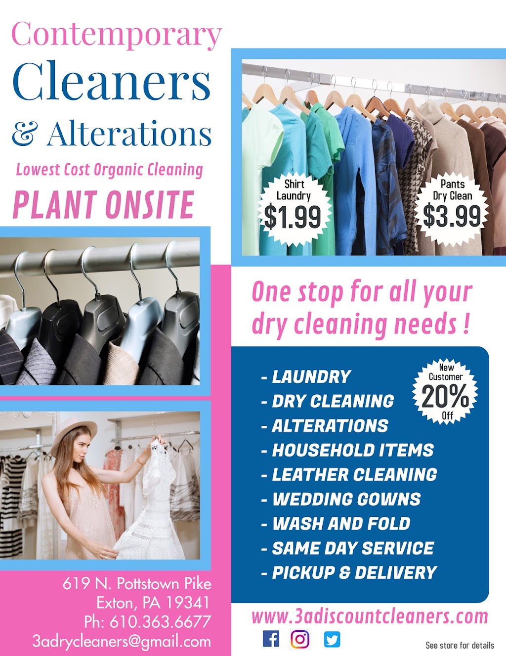 Contemporary Cleaners & Alterations | 619 N Pottstown Pike, Exton, PA 19341, USA | Phone: (610) 363-6677