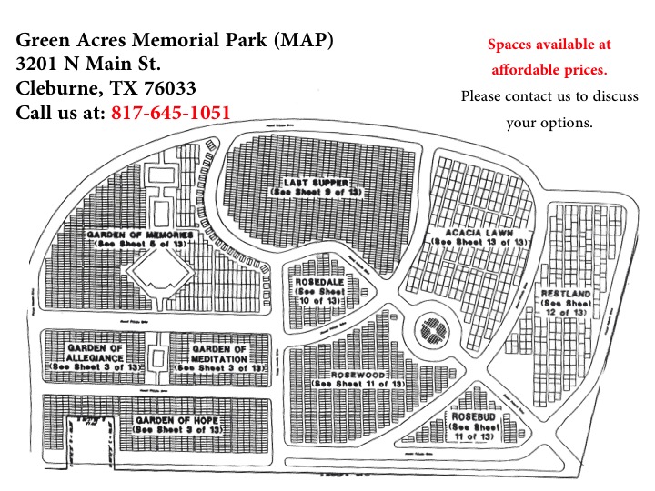 Green Acres Memorial Park | 3201 N Main St, Cleburne, TX 76033, USA | Phone: (817) 645-6300