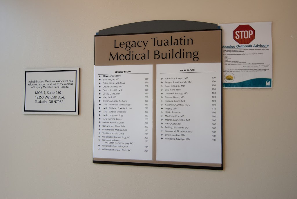 Legacy Medical Group-Tualatin | 19875 SW 65th Ave Ste 100, Tualatin, OR 97062, USA | Phone: (503) 692-7785