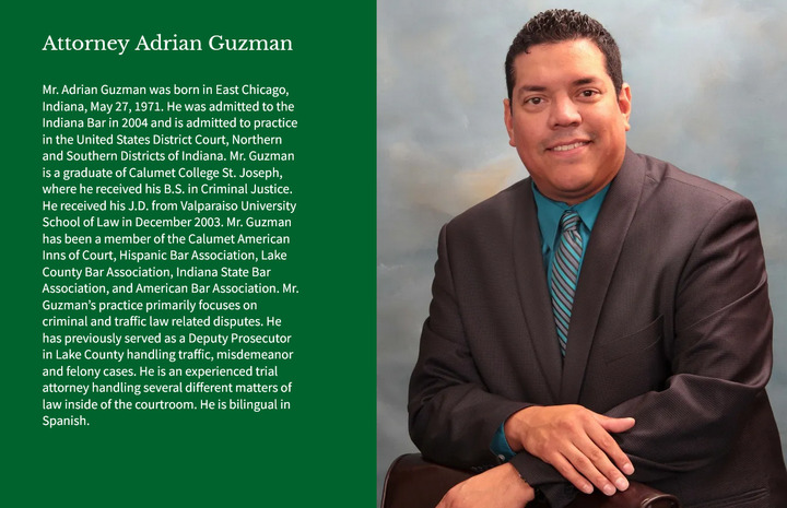 Attorney Adrian Guzman Law Offices | 7225 E Ridge Rd, Hobart, IN 46342, USA | Phone: (219) 962-8111
