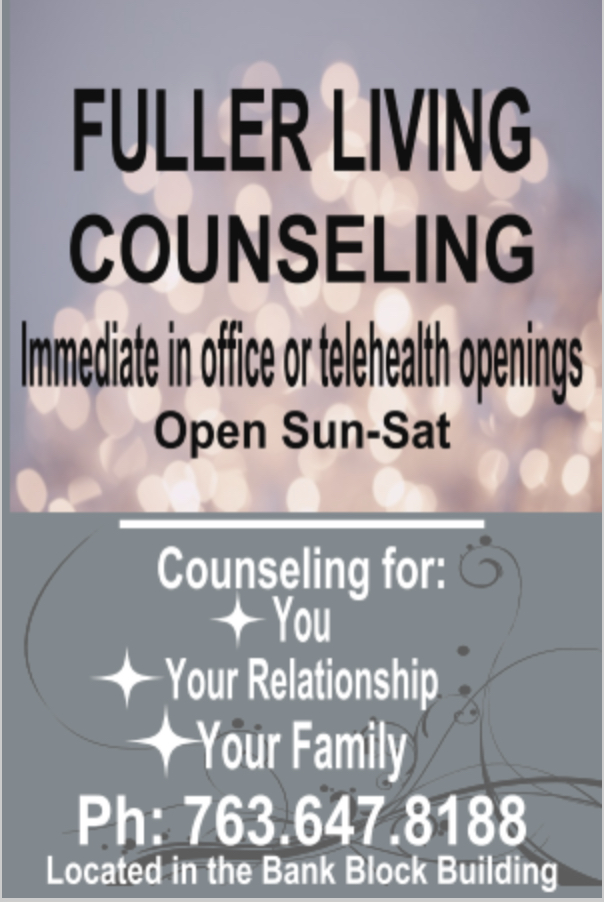 Fuller living counseling-Princeton | 604 1st St Ste 4, Princeton, MN 55371, USA | Phone: (763) 647-8188