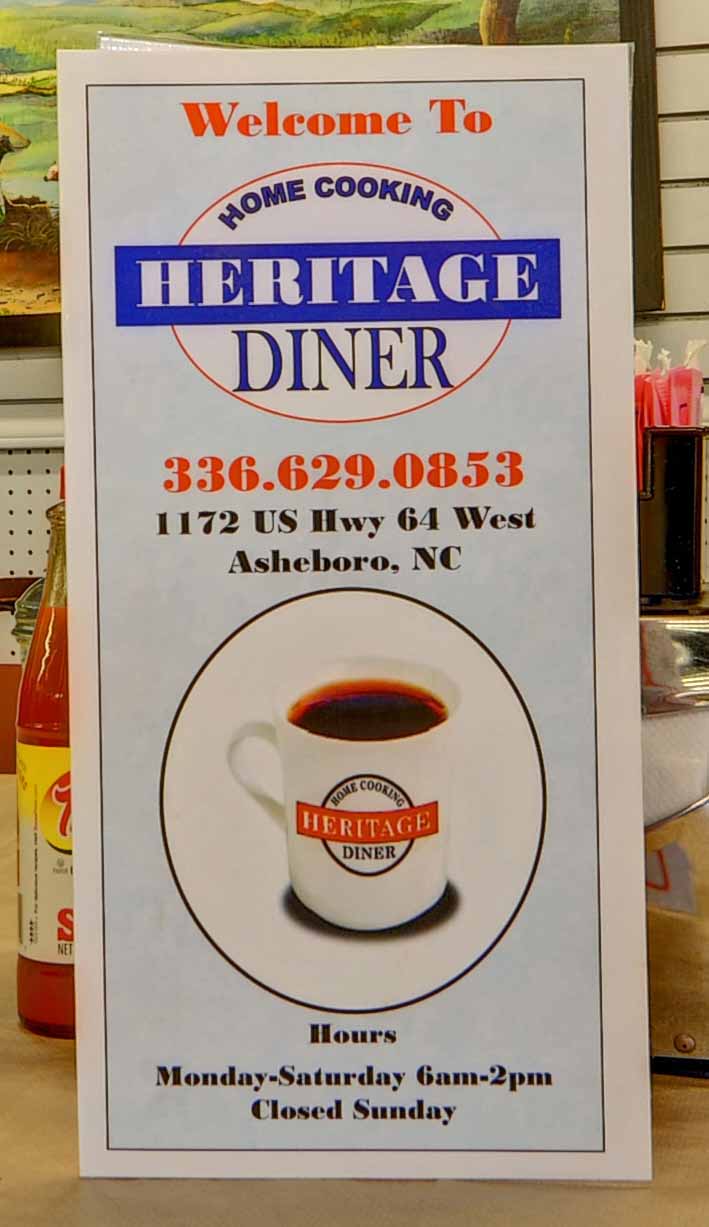 Heritage Diner | 1172 U.S. Hwy 64 W, Asheboro, NC 27205, USA | Phone: (336) 629-0853
