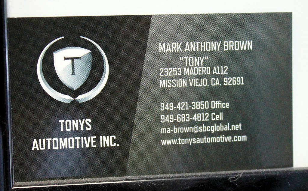 Tonys Automotive Inc | 23253 Madero # A-112, Mission Viejo, CA 92691, USA | Phone: (949) 305-1425