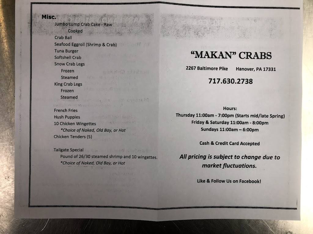 MAKAN Crabs | 2267 Baltimore Pike, Hanover, PA 17331, USA | Phone: (717) 630-2738