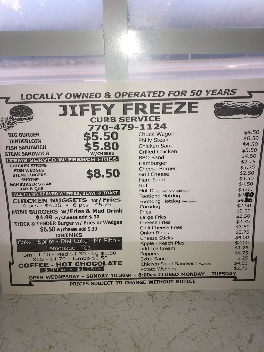Jiffy Freeze | 8046 Knox Bridge Hwy, Canton, GA 30114, USA | Phone: (770) 479-1124