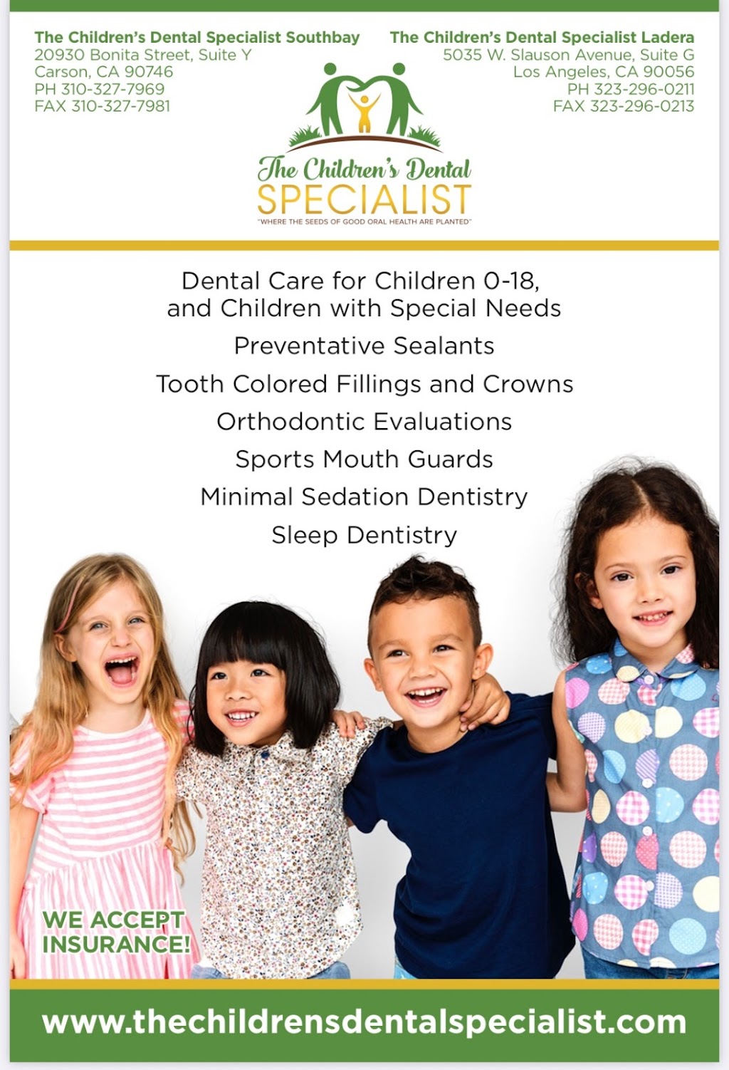 Childrens Dental Specialist | 5035 W Slauson Ave Ste G, Los Angeles, CA 90056, USA | Phone: (323) 296-0211