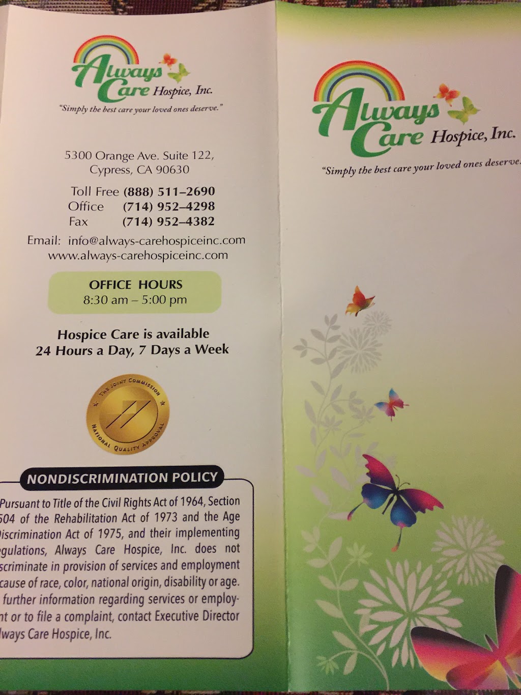 Always Care Hospice, Inc. | 5252 Orange Ave #212, Cypress, CA 90630, USA | Phone: (714) 952-4298