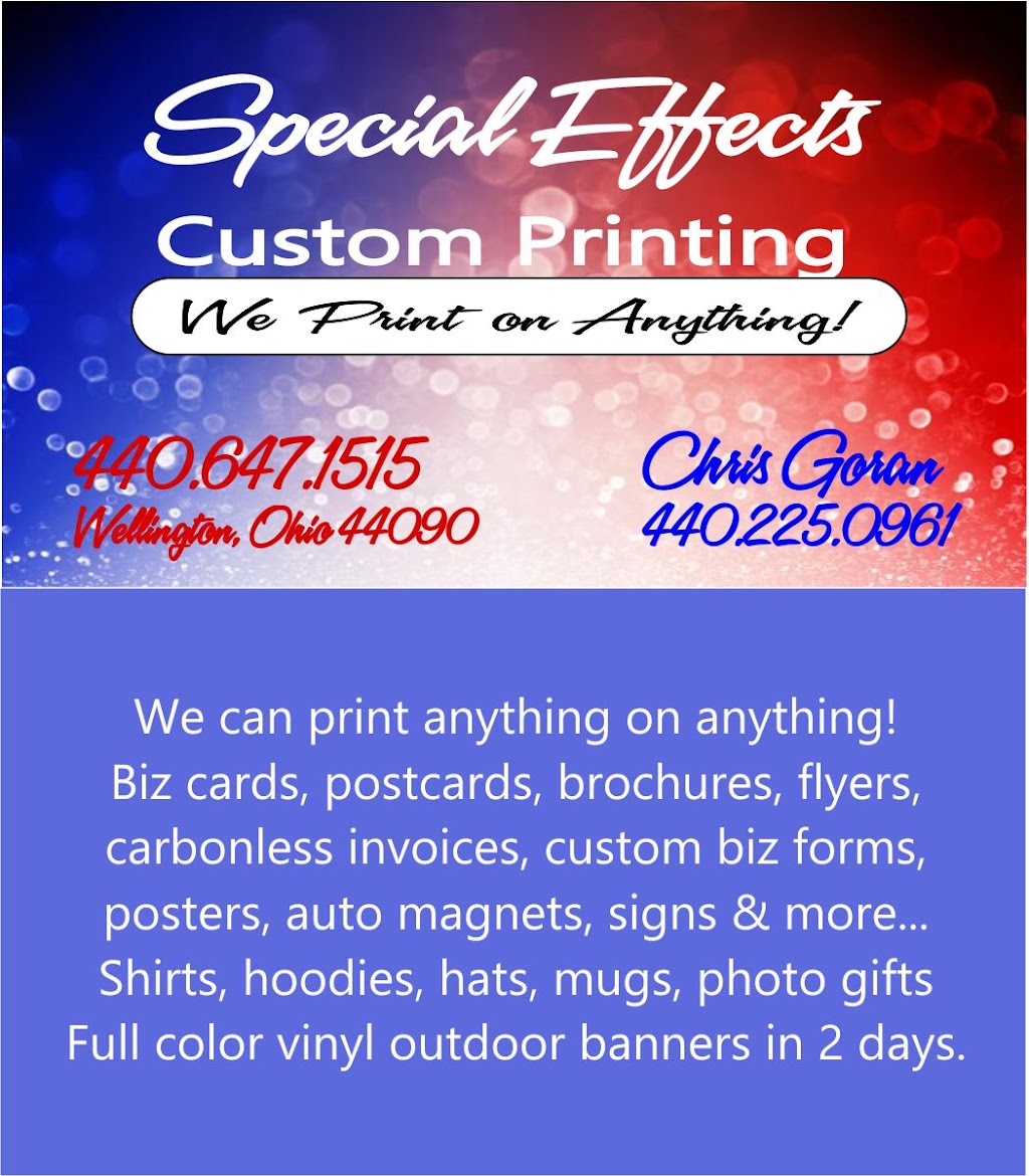 Special Effects Custom Printing | 141 W Herrick Ave, Wellington, OH 44090, USA | Phone: (440) 647-1515