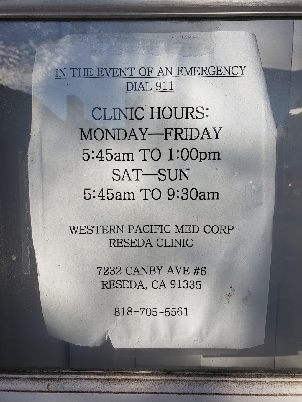 Walk In Clinic | Western Pacific, 7232 Canby Ave, Reseda, CA 91335, USA | Phone: (818) 705-5561