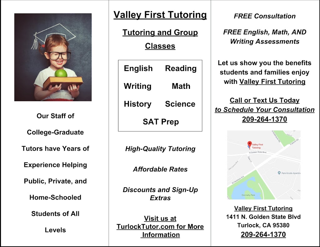 Valley First Tutoring | 1411 N Golden State Blvd, Turlock, CA 95380, USA | Phone: (209) 264-1370