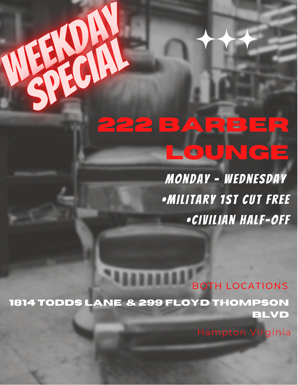 222 Barber Lounge | 1814 Todds Ln c, Hampton, VA 23666, USA | Phone: (757) 698-1501