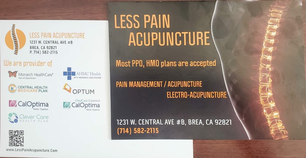 LessPain Acupuncture | 1231 W Central Ave #B, Brea, CA 92821, USA | Phone: (714) 582-2115