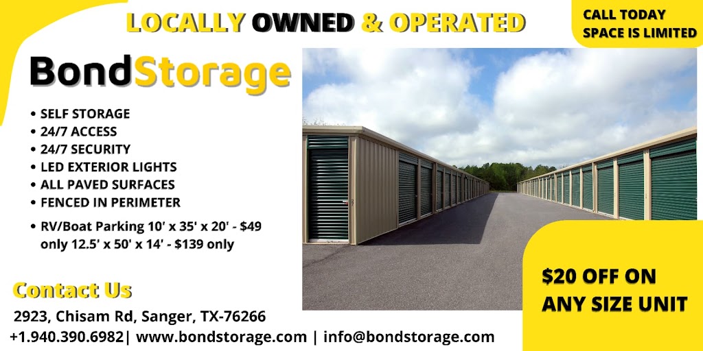 Bond Boat & RV Storage | 2923 Chisam Rd, Sanger, TX 76266 | Phone: (940) 390-6982