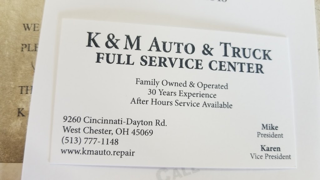 K & M Auto - Truck Service Center | 9260 Cincinnati Dayton Rd, West Chester Township, OH 45069, USA | Phone: (513) 777-1148