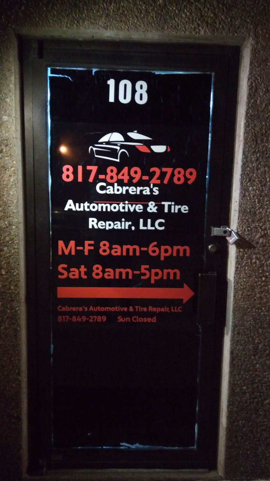 Cabreras Automotive & Tire Repair, LLC | 5930 Plum St #108, Watauga, TX 76148, USA | Phone: (817) 849-2789