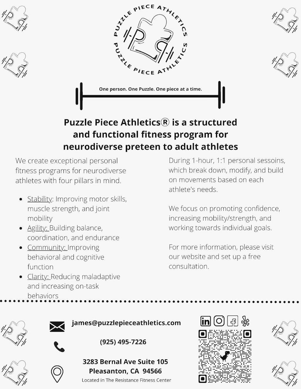 Puzzle Piece AthleticsⓇ | 3283 Bernal Ave, Pleasanton, CA 94566, USA | Phone: (925) 495-7226