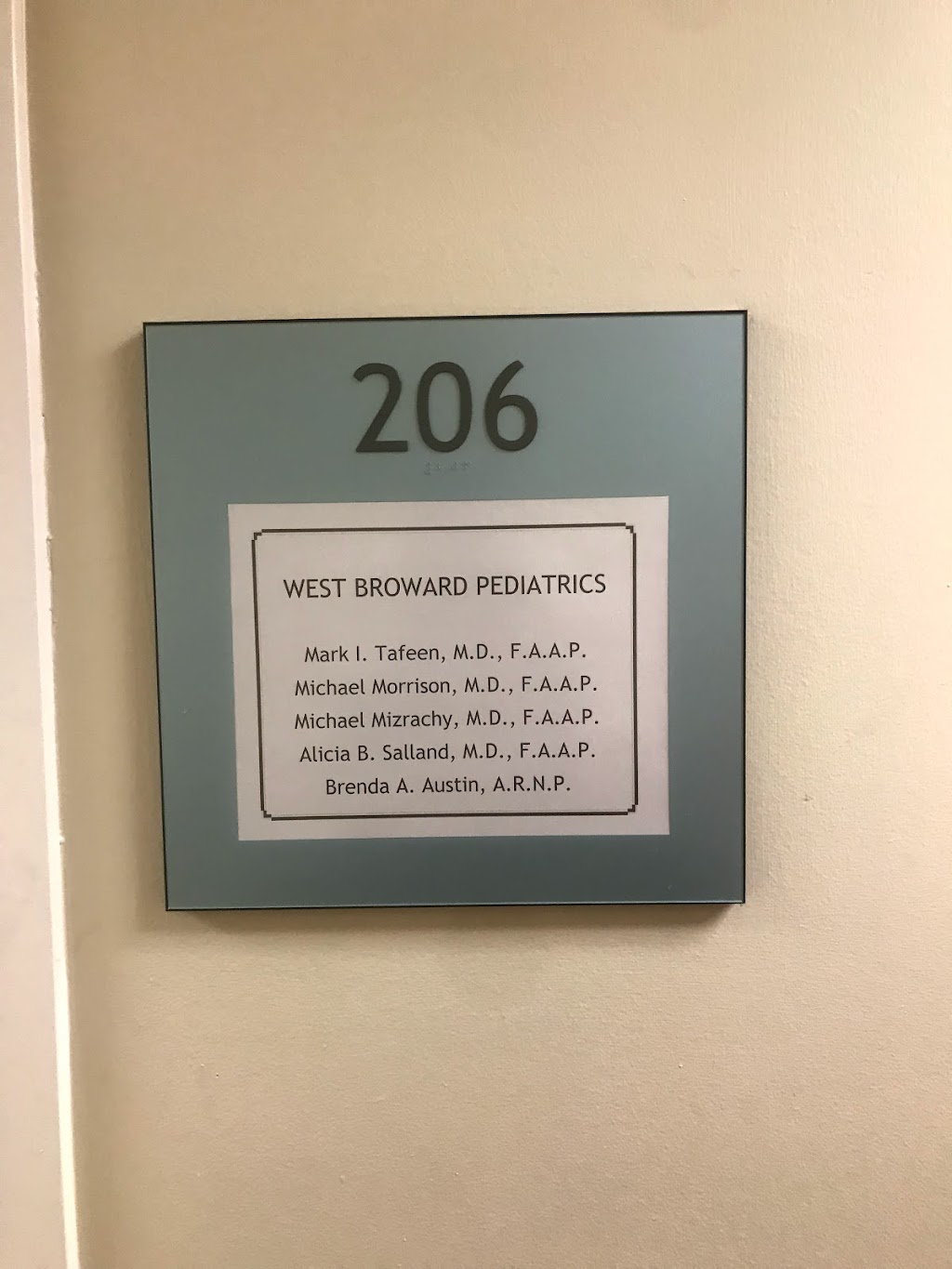 West Broward Pediatrics, P.A. | 220 SW 84th Ave Suite 206, Plantation, FL 33324, USA | Phone: (954) 423-2300