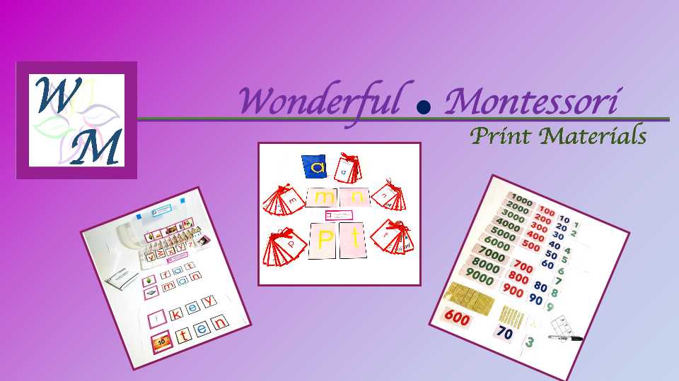 Wonderful Montessori Print Materials | 3100 Finnian Way Apt. 345, Dublin, CA 94568, USA | Phone: (650) 669-0282