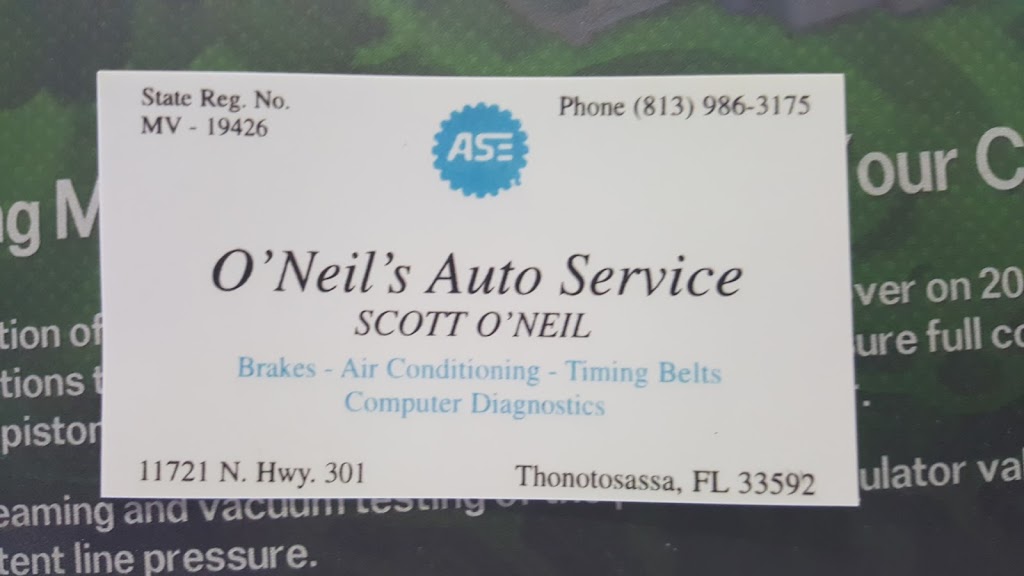 O’neil’s Auto Service | 11721 US-301, Thonotosassa, FL 33592, USA | Phone: (813) 986-3175